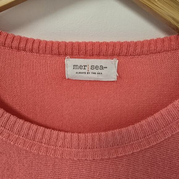 Mersea Catalina Sweater One Size Coral Pink Tunic Pockets Vacation Travel Preppy - Picture 10 of 11